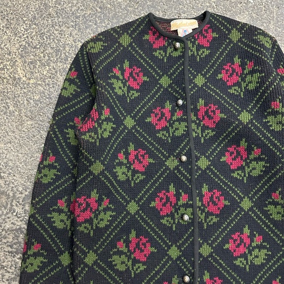 Bergland Original Shetland Wool Cardigan Sweater Rose Women’s Small Vintage - Picture 2 of 6